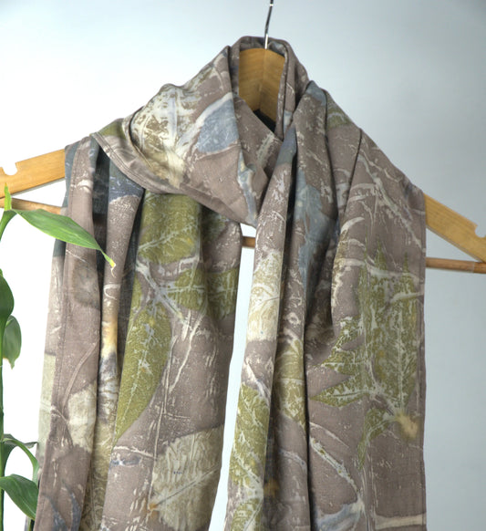 Rust Eco-Printed Eri Silk Scarf (Ahimsa Silk)