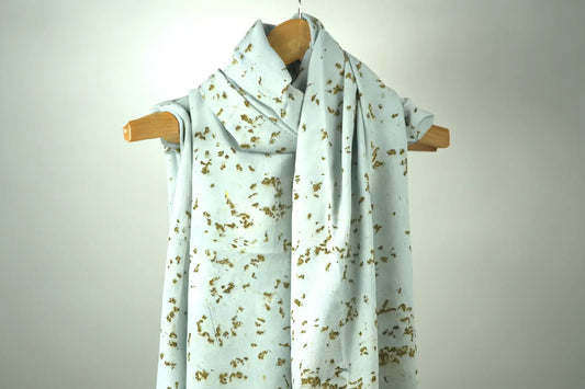 Blue Marigold Eco-Printed Eri Silk Scarf
