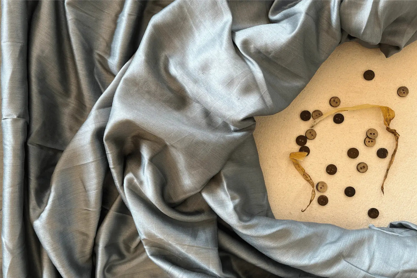 Olive Blue Ahimsa Mulberry Satin Silk