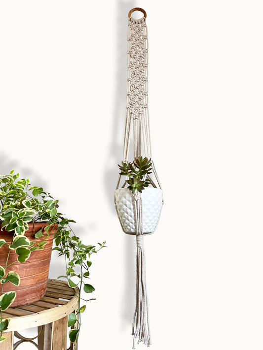 Latticed Ivory Plant Hanger