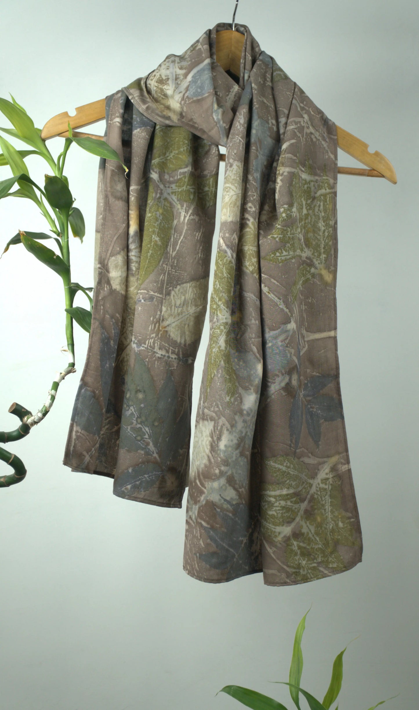 Rust Eco-Printed Eri Silk Scarf (Ahimsa Silk)