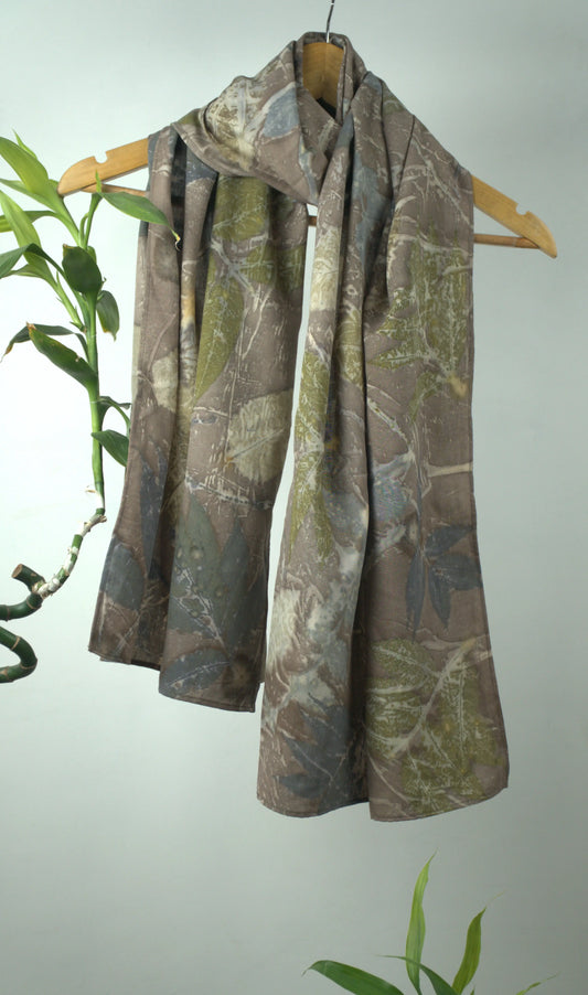 Rust Eco-Printed Eri Silk Scarf (Ahimsa Silk)