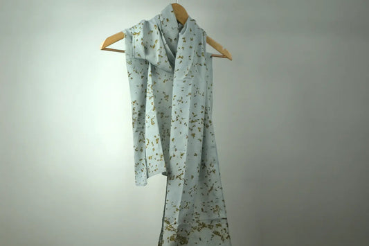 Blue Marigold Eco-Printed Eri Silk Scarf