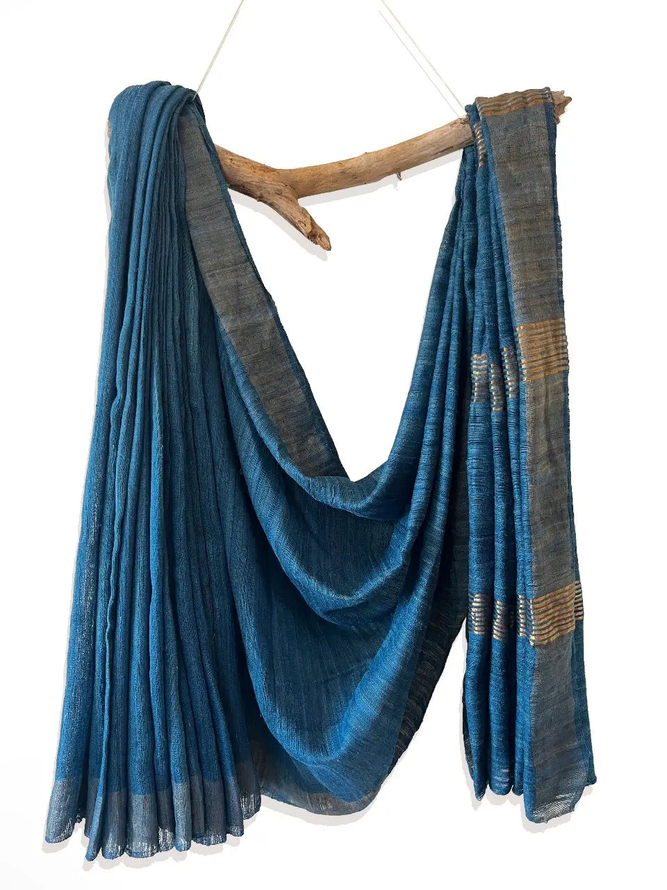 DYED ERI GHEECHA SILK SAREE ZARI STRIPE