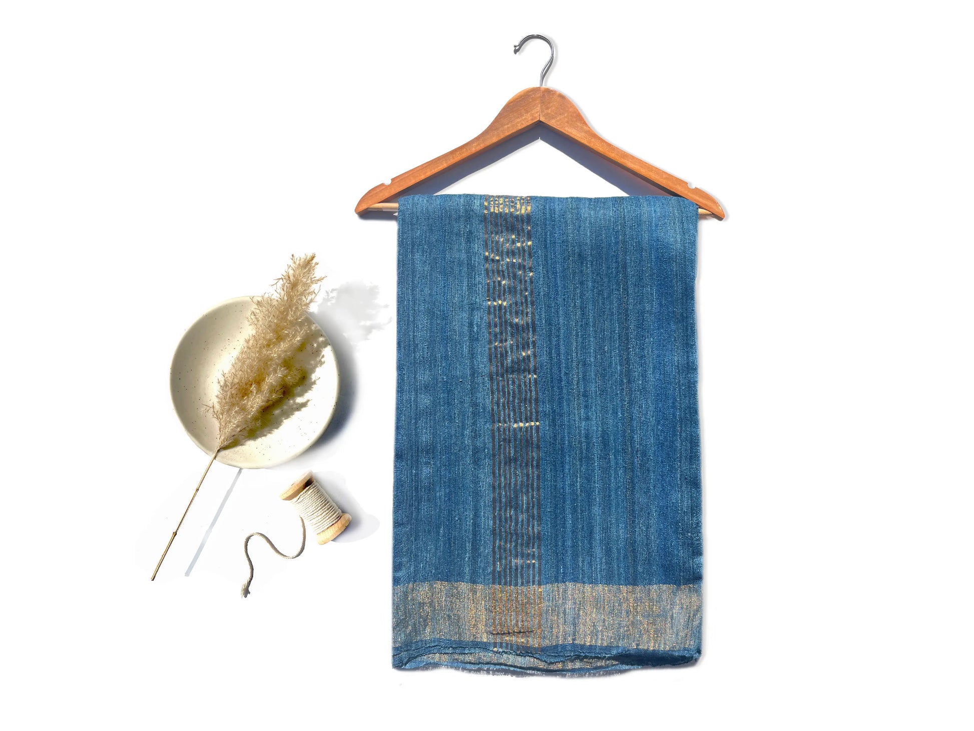 DYED ERI GHEECHA SILK SAREE ZARI STRIPE