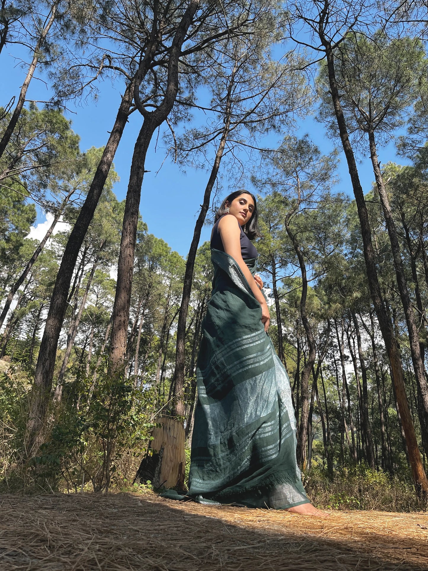 DYED LINEN ZARI SAREE