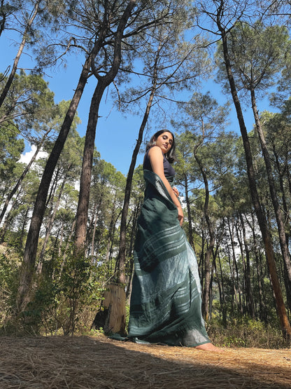 DYED LINEN ZARI SAREE