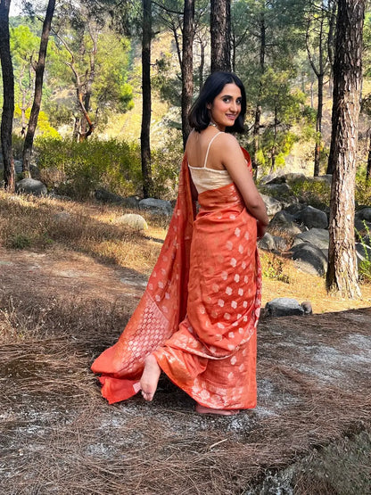 DYED MUGA SILK DOBBY SAREE