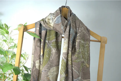 Rust Eco-Printed Eri Silk Scarf (Ahimsa Silk)