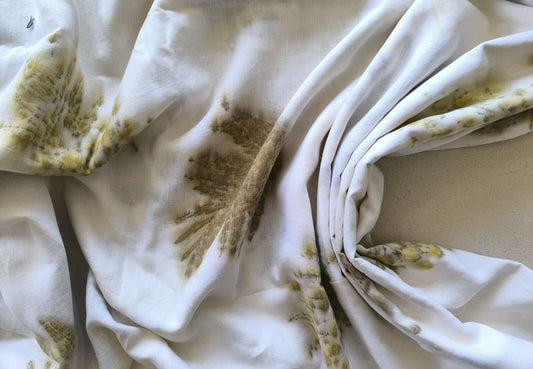 Eco-Printed 100% Linen Fabric