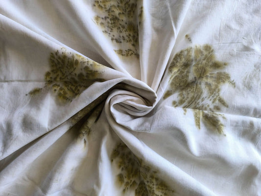 Eco-Printed 100% Linen Fabric