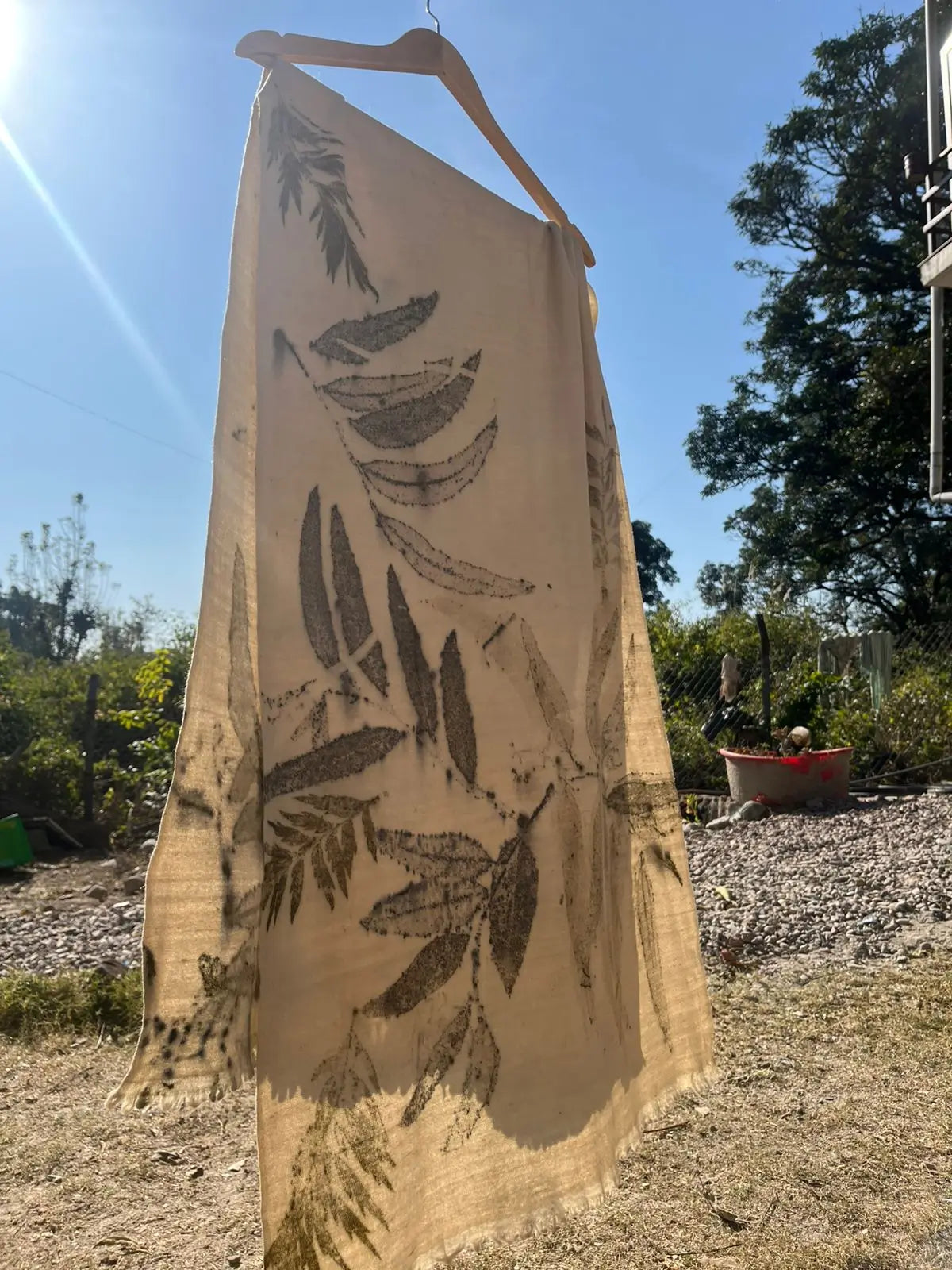 ECO-PRINTED MERINO WOOL SCARF