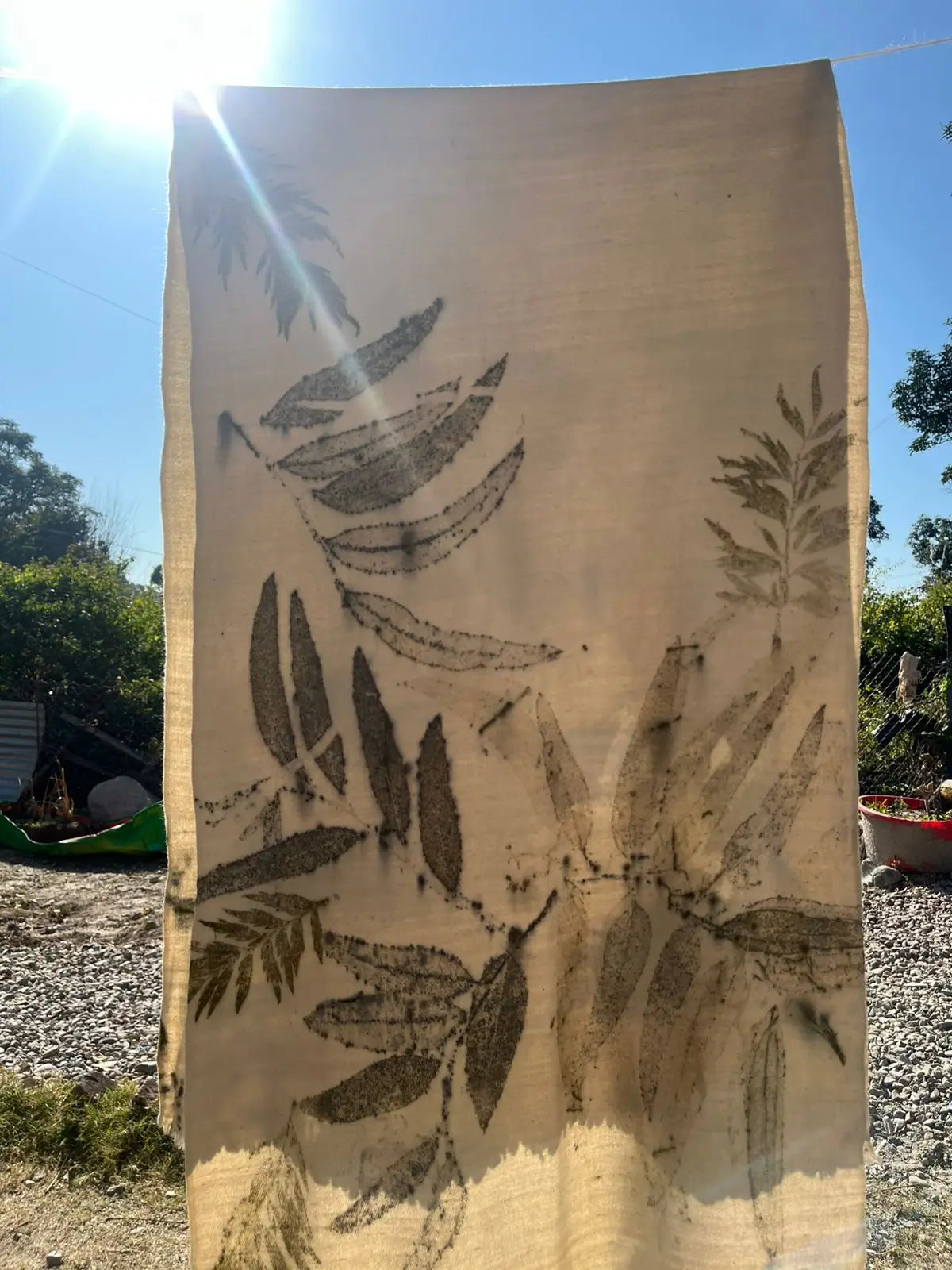 ECO-PRINTED MERINO WOOL SCARF