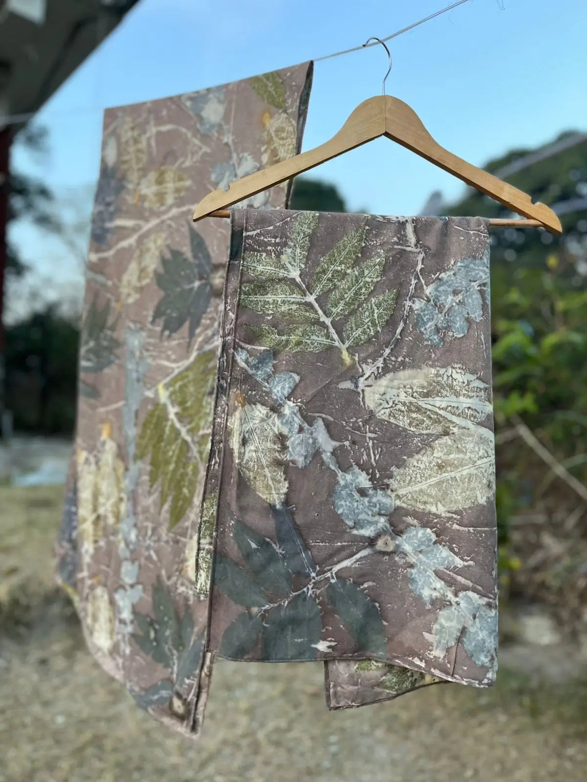 Rust Eco-Printed Eri Silk Scarf (Ahimsa Silk)