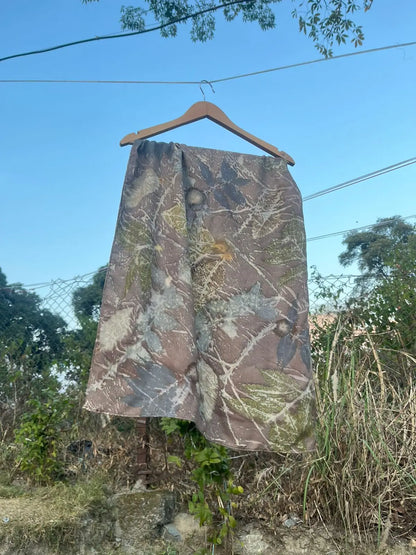 Rust Eco-Printed Eri Silk Scarf (Ahimsa Silk)