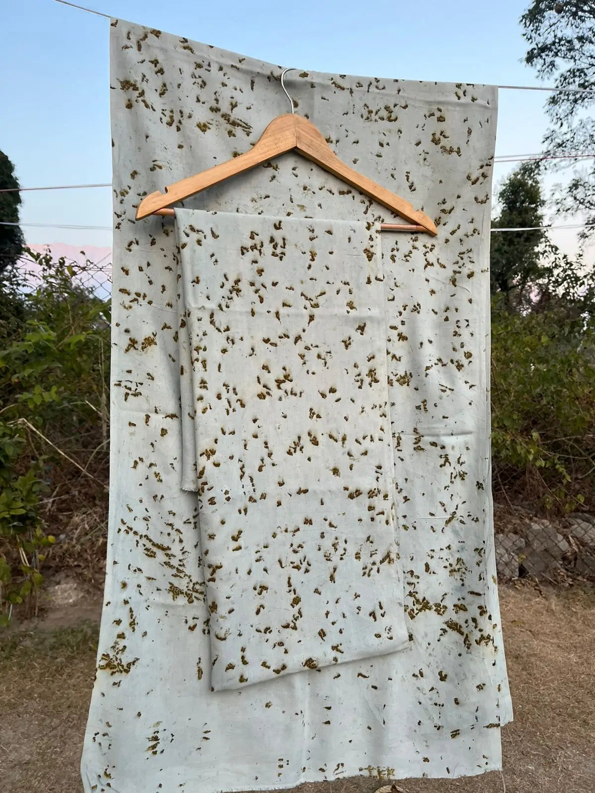 Blue Marigold Eco-Printed Eri Silk Scarf