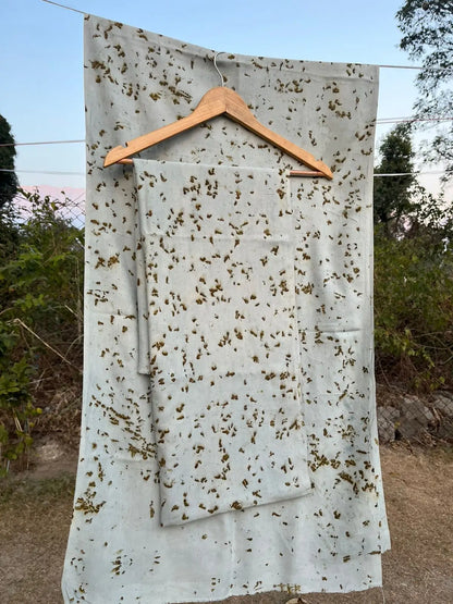 Blue Marigold Eco-Printed Eri Silk Scarf