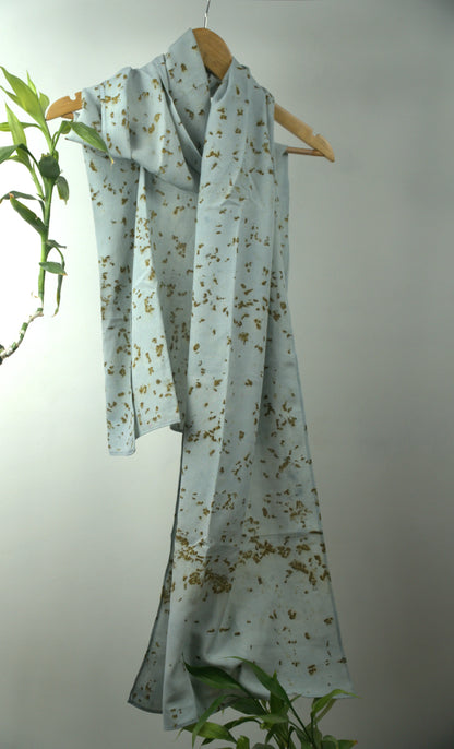 Blue Marigold Eco-Printed Eri Silk Scarf