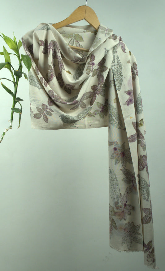 Naturally Eco-Printed Eri Silk Scarf