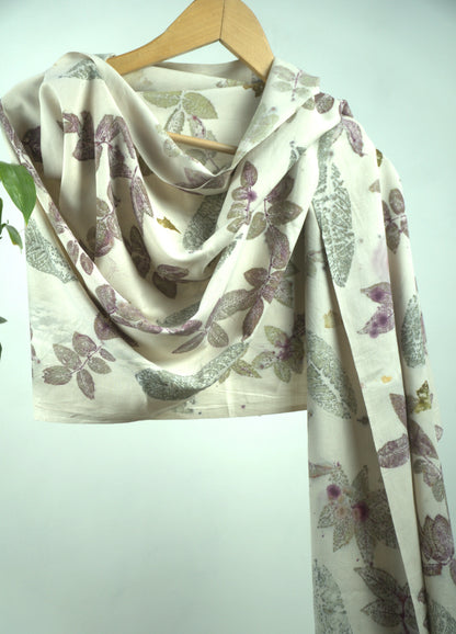 Naturally Eco-Printed Eri Silk Scarf