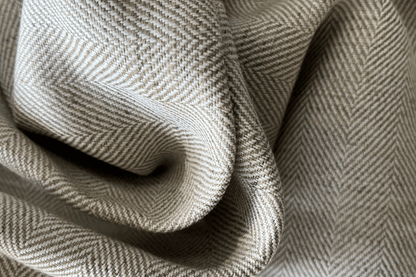 Close-up of Hemp Cotton Herringbone Fabric | Premium Sustainable Weave herringbone patterned fabric