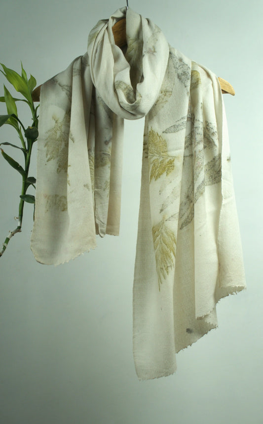 Hand-Eco-Printed Pashmina Stole
