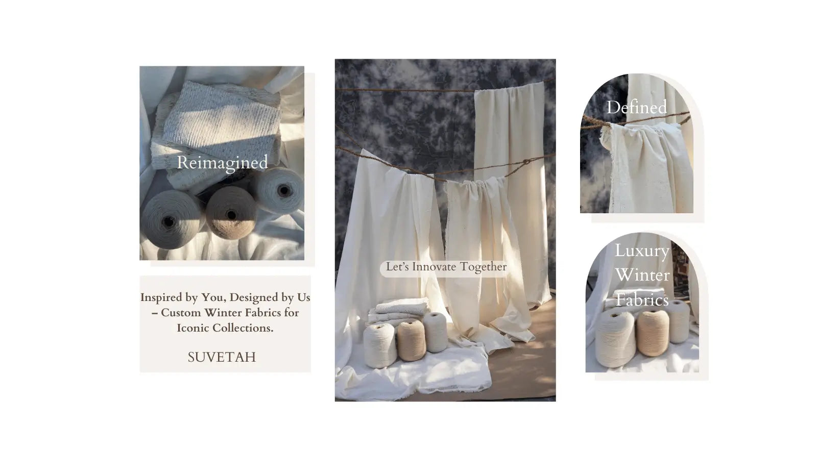 image of luxury winter organic  fabrics with text , wool fabrics 