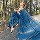 DYED ERI GHEECHA SILK SAREE ZARI STRIPE