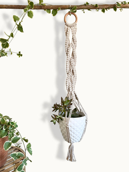 Braided Ivory Plant Hanger