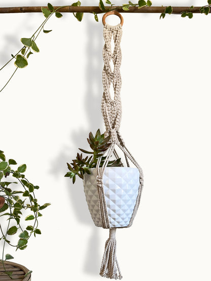 Braided Ivory Plant Hanger